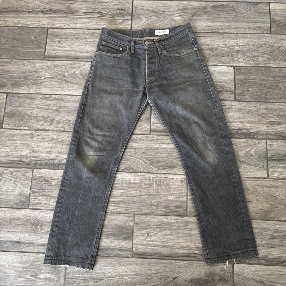 Gustin Men's Slim Straight Jeans in Washed Black